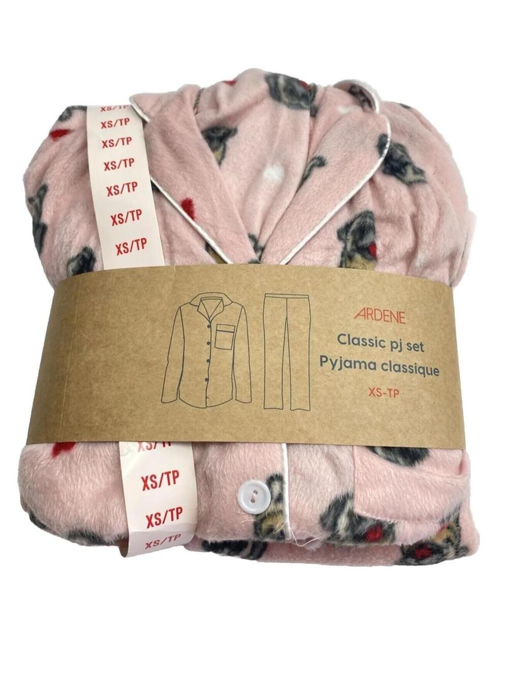 Pink PJ Set Women's Classic Cute Dog Pyjamas Size XS, Pug Puppy, Gift Brand New